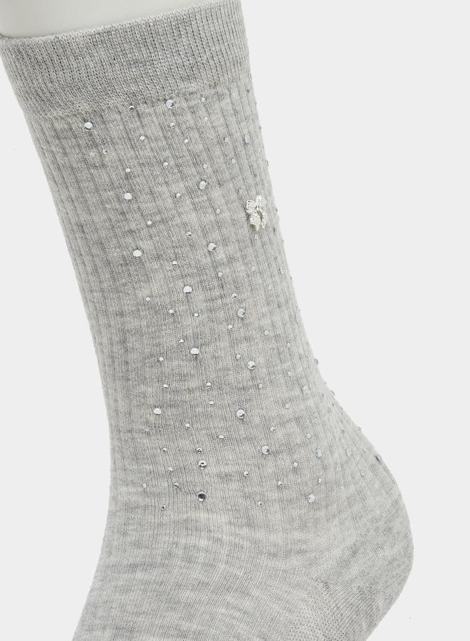 ستايلي طقم من قطعتين - جوارب كلاسيكية مضلعة ومزينة - Image 4